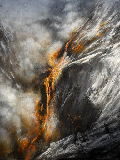 Tableau lave et volcans Ajnay peinture