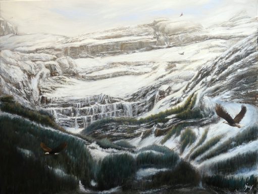 Les aigles de la vallée de Gavarnie par le peintre AJNAY