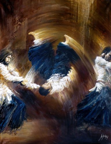 Tableau de 3 Aikidokas par Ajnay