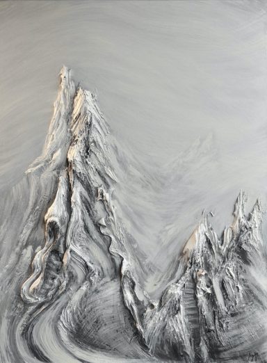 Tableau piste enneigée montagne de l'artiste peintre Ajnay