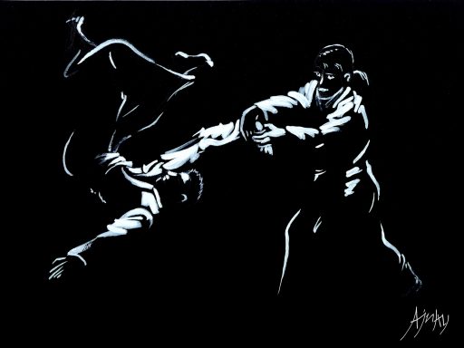 croquis de Ajnay d'une Projection latérale Ninjitsu